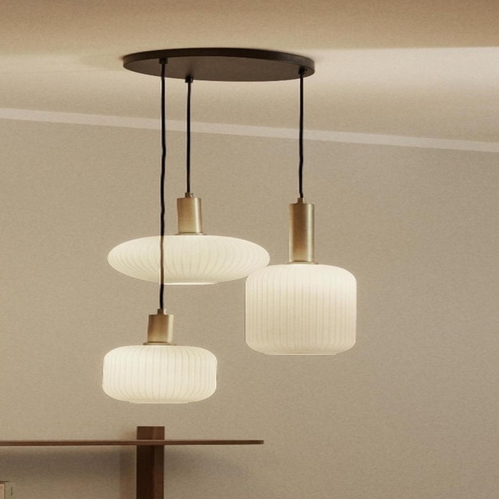 MYLİGHTS RUSTİK ÜÇLÜ BAL CAMLI AVİZE KASA 40CM ESKİTME 