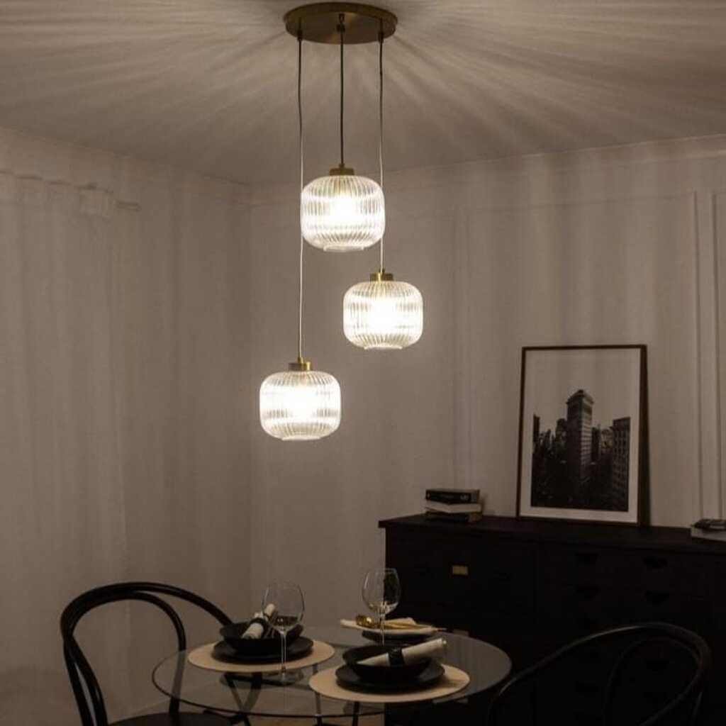 MYLİGHTS RUSTİK ÜÇLÜ BAL CAMLI RUSTİK VİNTAGE AVİZE 