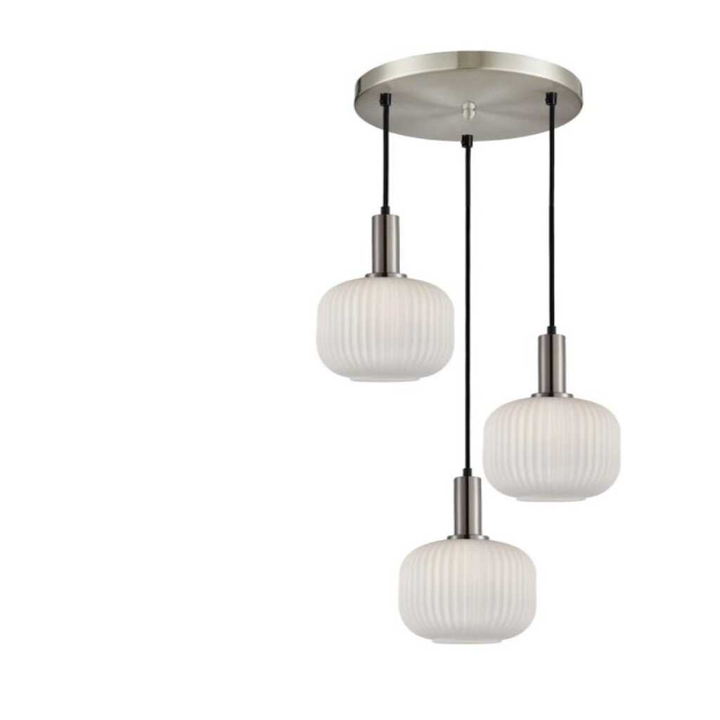 MYLİGHTS paslanmaz inox kaplama üçlü opal beyaz cam sarkıt salon avize modern masa üstü 