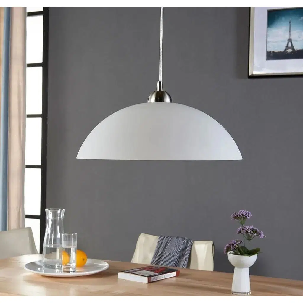 MYLİGHTS modern spor opal cam 30cm inox askılı paslanmaz krom cam sarkıt avize 