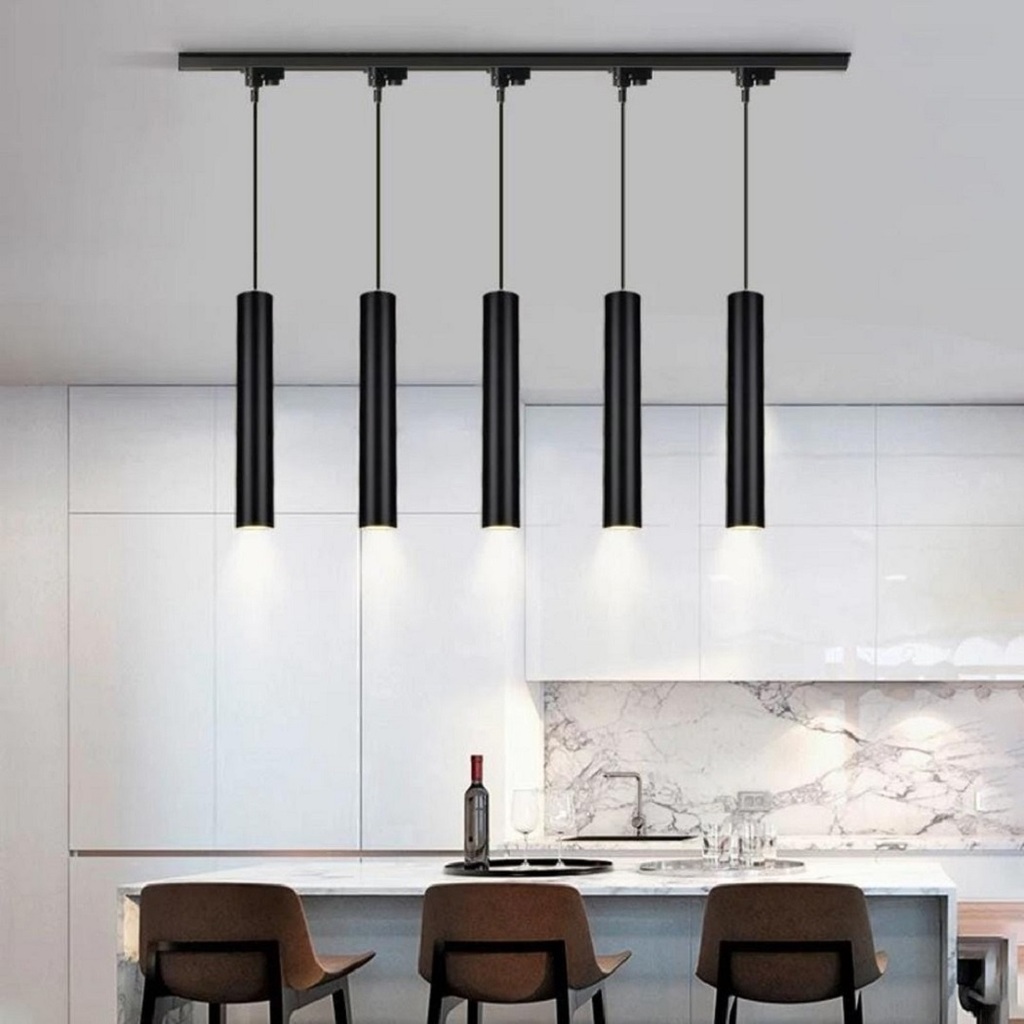 mylightsışıkları siyah beş led luks avize 1mt ray panasonic 2700k masa tabanı avize sarı ampul