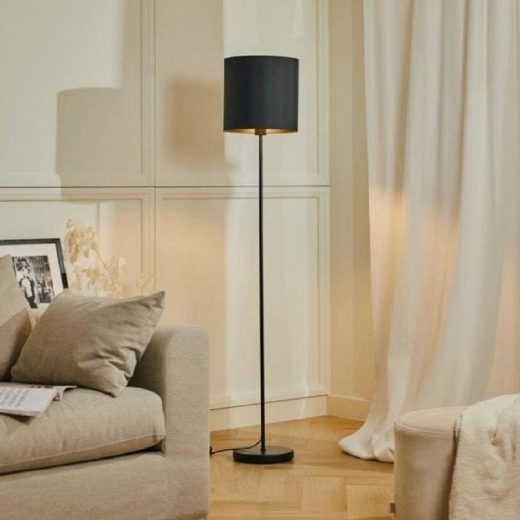 mylights siyah lambader köşe lambası yerden aydınlatma kumaş metal gövdeli abajur lamba 165 cm 