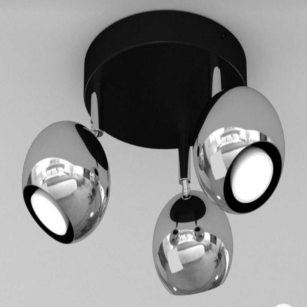 mylights spor led avize hareketli başlık gün ışığı ampullü küre led spot üçlü krom başlıklı 