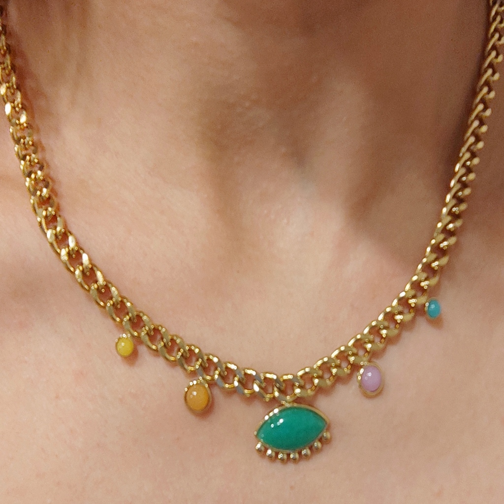 MYLİGHTS ÇELİK MİNE TAŞLI KALIN ZİNCİRLİ 1. KALİTE ASLA KARARMAZ KARGO BEDAVA 