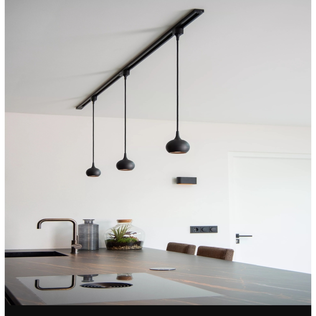 Mylights üçlü küre spot 3’lü Siyah Metal Ray Üzeri Sarkıt Avize Modern Mutfak adası tezgah ray spot