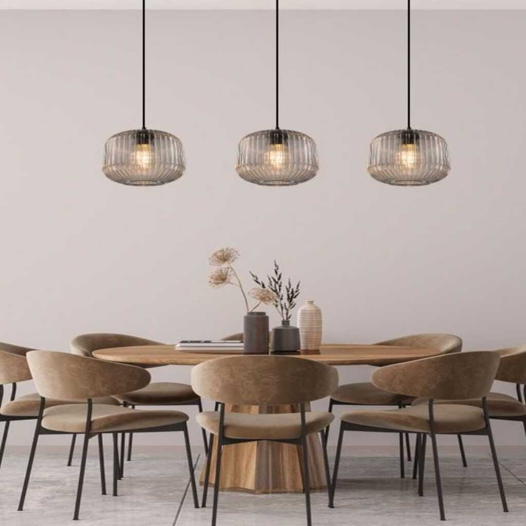 mylights üçlü MAT SİYAH camlı avize modern spor avize 100 CM KASA 