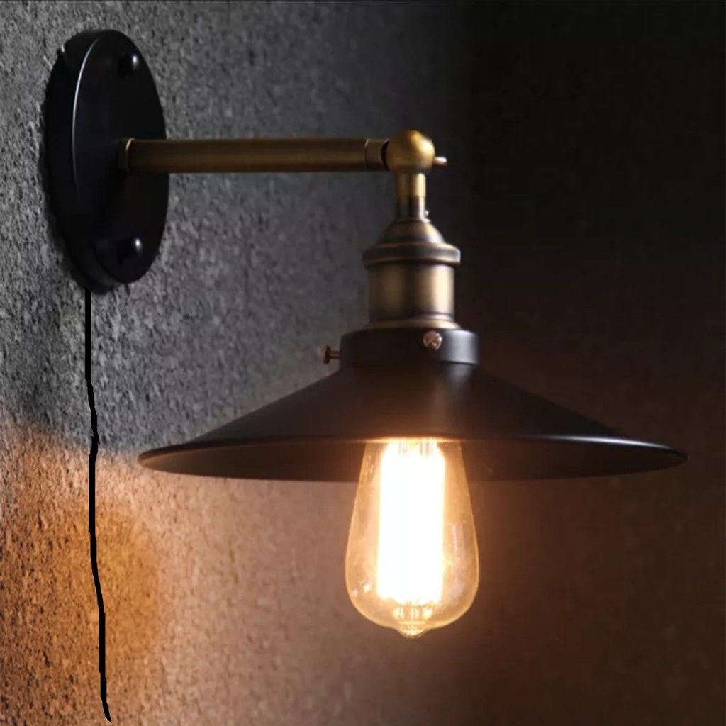 mylights vinage kablolu anahtarlı fişil yatak başı duvar aplik gece lambası okuma lambası