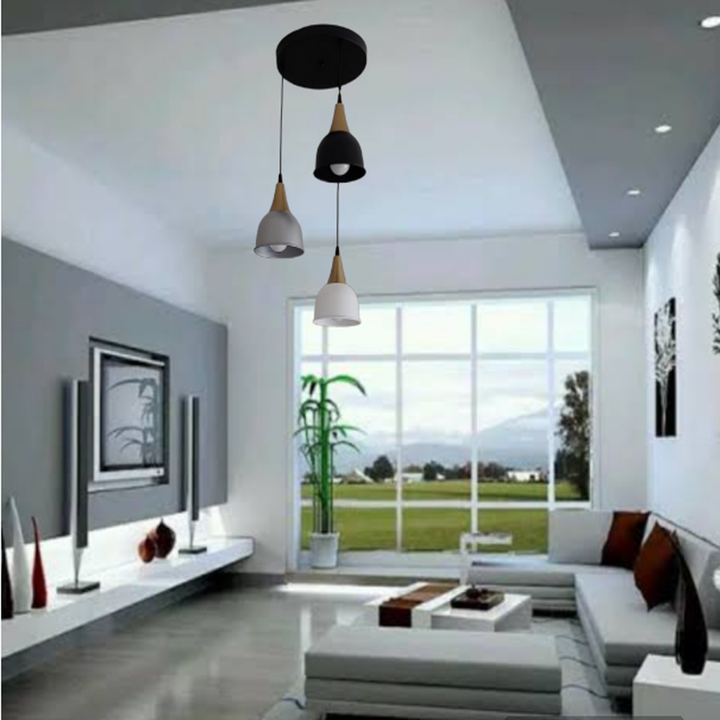 MYLİGHTS SİYAH ÜÇLÜ METAL SARKIT AVİZE SALON AVİZE MUTFAK AVİZE ODA AVİZE 