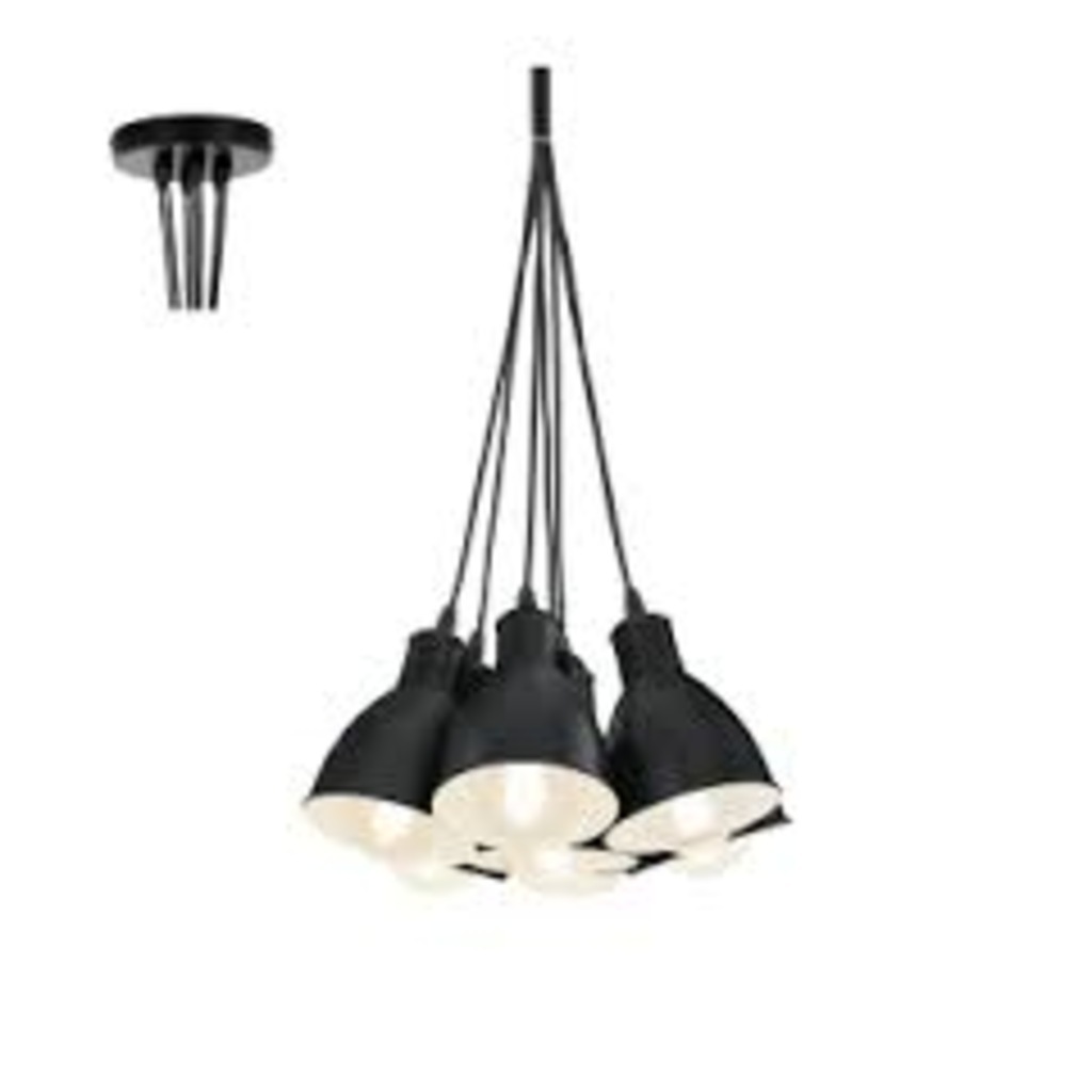 Retro Metal Sarkıt Siyah İçi Beyaz Yedili Sarkıt Avize