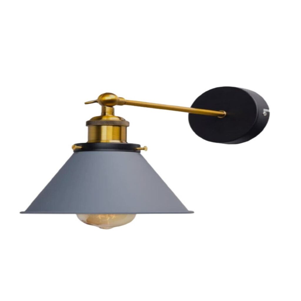 mylights Retro Rustik Gri Başlıklı Mafsalı Aplik Hareketli Konik Aplik 18cm En