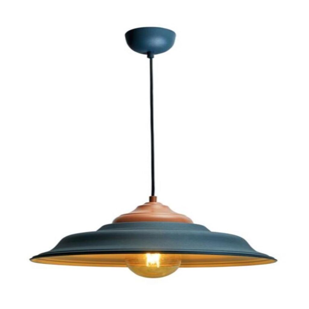 S Retro Rustik Siyah Içi Sarı Metal Sarkıt Avize