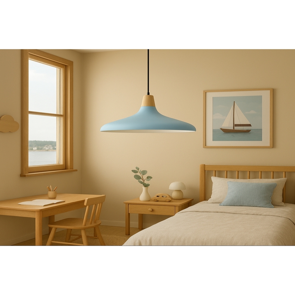 Tekli Metal Sarkıt Avize Bebe Mavisi Erkek Çocuk Odası Çalışma Odası Masaüstü